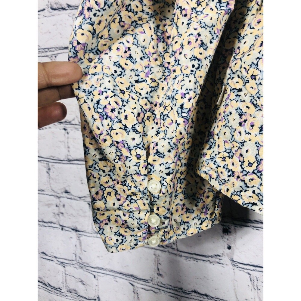 Levi's Women's  Floral Blouse Puff Sleeve Square Neck Blue Multicolor Plus XXL - Picture 4 of 7